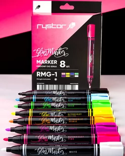 Rystor, Marker do szkła rmg-1 eko etui, 8 szt. - Kredki, ołówki, pastele i pisaki - miniaturka - grafika 1