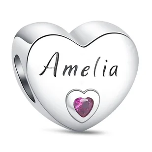 Zawieszka SREBRO 925 Charms koralik do PANDORA Imię Amelia Serce - Wisiorki - miniaturka - grafika 1