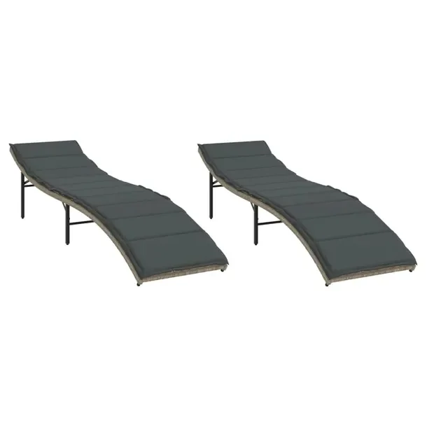 Leżak ogrodowy jasnoszary z poduszkami 55 x 199 x 50/68/82/89 cm