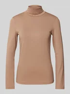 Bluzki damskie - Bluzka o kroju slim fit z długim rękawem i golfem - miniaturka - grafika 1