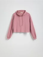 Bluzy damskie - Reserved - Krótka bluza z kapturem - jasnofioletowy - miniaturka - grafika 1