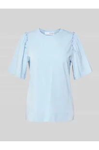 T-shirt z marszczeniami model PENELOPE - Selected Femme - Koszulki i topy damskie - miniaturka - grafika 1