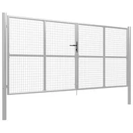 Ogrodzenia - vidaxl Brama ogrodowa, galwanizowana stal, 415x200 cm, srebrna - miniaturka - grafika 1
