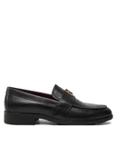 Półbuty damskie - Tommy Hilfiger Lordsy Th Leather Classic Loafer FW0FW07961 Czarny - miniaturka - grafika 1
