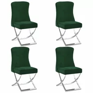 Krzesła - vidaXL Lumarko Krzesła stołowe, 4 szt., ciemno zielone, 53x52x98 cm, aksamitne 3074925 - miniaturka - grafika 1