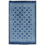 Dywany - vidaXL Dywan typu kilim, bawełna, 120 x 180 cm, niebieski ze wzorem - miniaturka - grafika 1