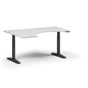 Biurka - Stół z regulacją wysokości ULIX, elektryczny, 675-1325 mm, ergonomiczny lewy, blat 1600x1200 mm, podstawa czarna, biała - miniaturka - grafika 1