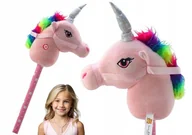 Maskotki i pluszaki - HOBBY HORSE Koń na kiju patyku Jednorożec pluszowy głowa konia konik z dźwiękiem - miniaturka - grafika 1