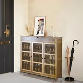 Szafki na buty - WISFOR bambusowa szafka na buty, stojak na buty z 4 półkami, stojak na buty szafka na buty i oddychające drzwi - miniaturka - grafika 1