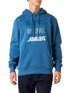 Bluzy męskie - G-STAR RAW Męska bluza z kapturem Triple RAW Sweater Hooded Sweatshirt, niebieska (Retro Blue A971-937), XL - miniaturka - grafika 1