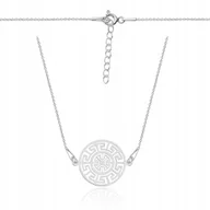 Naszyjniki - Naszyjnik srebrny kółko ażur grecki wzór srebro925 - miniaturka - grafika 1