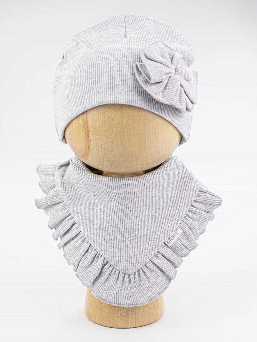 Dziewczęcy komplet czapka + chusta szary Nicol r.128/140