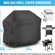 Pokrowce na grilla - Wodoodporny pokrowiec na grilla (132 x 68 x 109 cm), Oxford 210D, odporny na rozdarcia, czarny - miniaturka - grafika 1