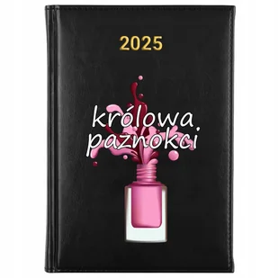KALENDARZ 2025 Rok Planer Książkowy CZARNY Terminarz Królowa Paznokci Wzory - Kalendarze - miniaturka - grafika 1