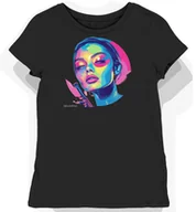 Koszulki i topy damskie - Koszulka damska czarna z motywem elektrycznej kolorowej fantazji XXL - Empik - miniaturka - grafika 1