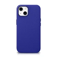 Etui i futerały do telefonów - iCarer Litchi Premium Leather Case skórzane etui iPhone 14 magnetyczne z MagSafe ciemnoniebieski (WMI14220709-DB) - miniaturka - grafika 1