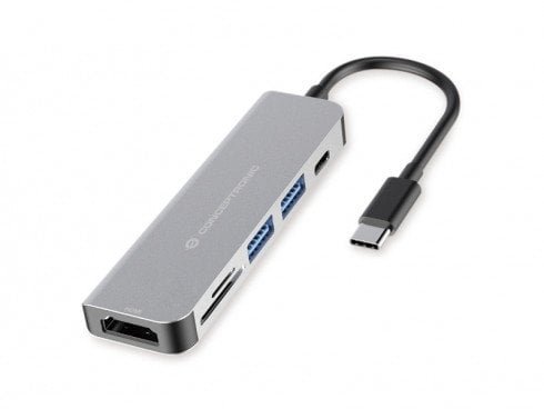 CONCEPTRONIC Dock USB-C->HDMI,2xUSB-A,SD/TF,100WPD,+ 15cm gr DONN02G