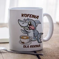 Kubki - Zabawny kubek do kawy z nadrukiem - Kofeina dla rekina - miniaturka - grafika 1