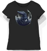 Koszulki i topy damskie - Koszulka damska czarna z motywem enigmatycznego aligatora w szarej tonacji L - miniaturka - grafika 1