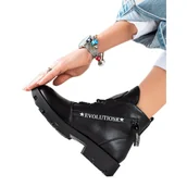 Botki damskie - Sergio Leone Czarne Workery Fashion - miniaturka - grafika 1