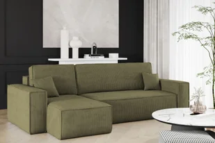 Sofa w kształcie L BEST narożnik tkanina Poso oliwkowy lewy - Narożniki - miniaturka - grafika 1
