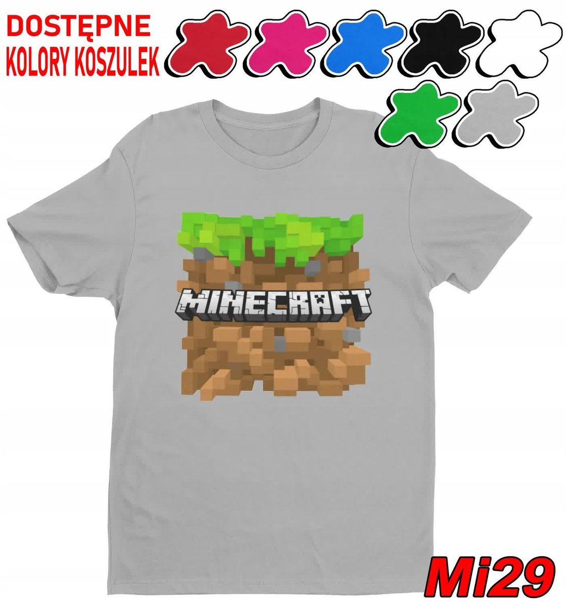 Koszulka Dziecięca Z Nadrukiem Dla Fana Mainkraft Gry Wzory -M 134-140
