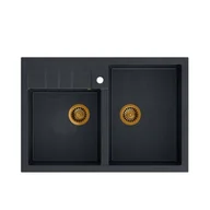 Zlewozmywaki - QUADRON Zlew BILL 120 black diamond + syfon MIEDŹ HCQB9062U8_PVDC1 - miniaturka - grafika 1