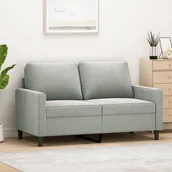 Sofy i kanapy - Sofa 2-osobowa, jasnoszara, 120 cm, tapicerowana aksamitem - miniaturka - grafika 1