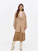 Płaszcze damskie - Jednorzędowy beżowy płaszcz - miniaturka - grafika 1