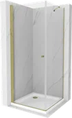 Kabiny prysznicowe - Mexen Pretoria kabina prysznicowa uchylna 90x90 cm, transparent, złota + brodzik Flat - 852-090-090-50-00-4010 - miniaturka - grafika 1