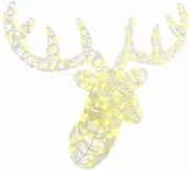 Ozdoby bożonarodzeniowe - vidaXL Głowa Renifera Ciepła biel 60 cm Akryl - miniaturka - grafika 1