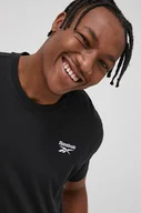 Koszulki męskie - Reebok T-shirt bawełniany HG4441 kolor czarny z nadrukiem - miniaturka - grafika 1