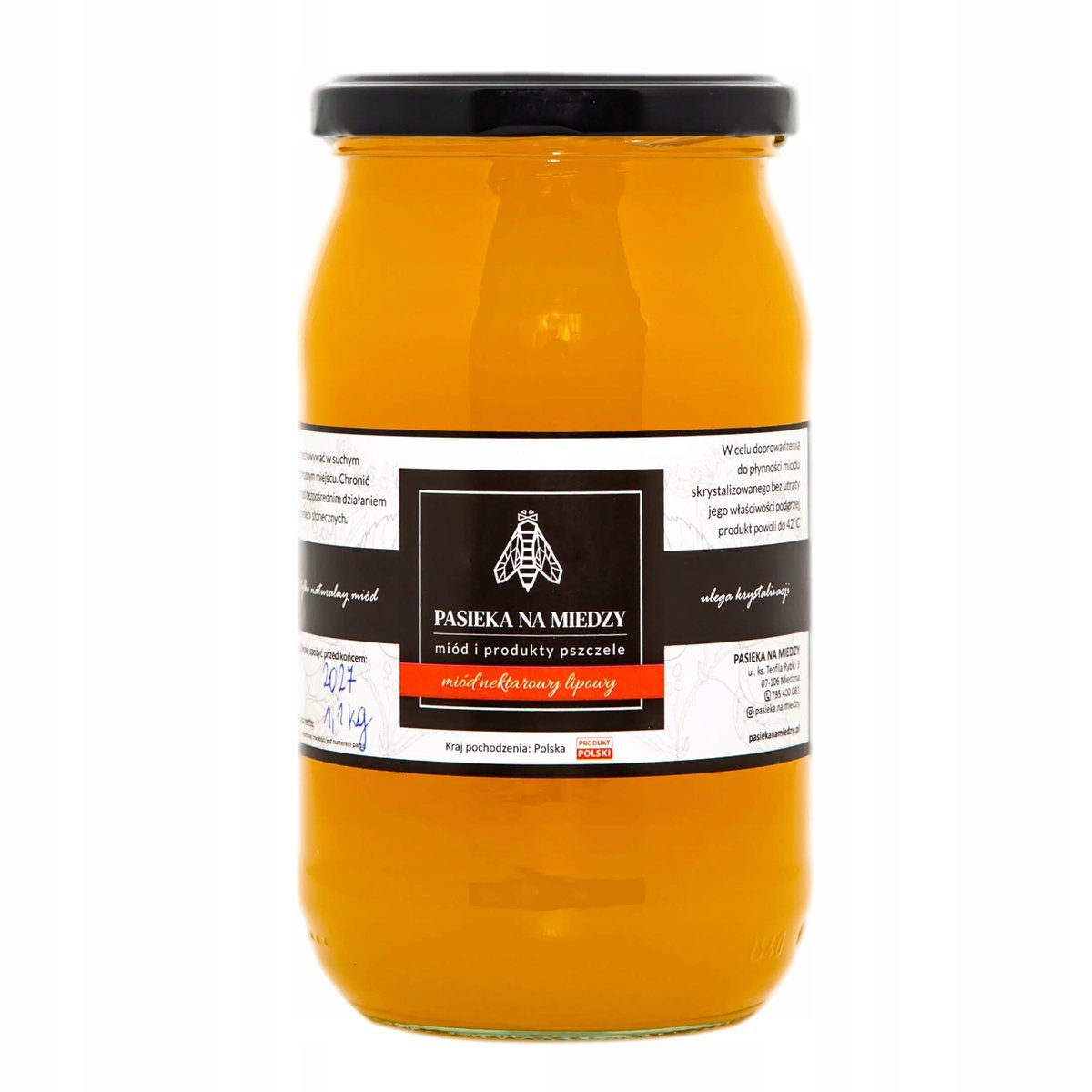 Miód lipowy 1100g Naturalny miód Polski produkt