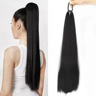 Pozostałe akcesoria fryzjerskie - TEMU 24-calowy prosty syntetyczny kucyk, idealny do codziennych spotkań i Halloween – idealne przedłużenie włosów dla kobiet - miniaturka - grafika 1