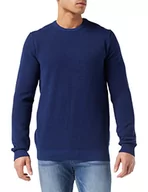 Swetry męskie - Wrangler Sweter męski Two Tone Crew, Medieval Blue, XL - miniaturka - grafika 1