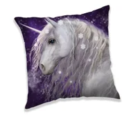 Kołdry i poduszki dla dzieci - Poduszka dziecięca 40x40 Jednorożec konik koń kucyk biały unicorn gwiazdki fioletowa lawendowa 8774 - miniaturka - grafika 1