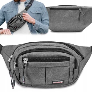 Sportowa Saszetka Na Pas Nerka Męska Biodrówka Szara Melanż Pako Jeans - Nerki Sportowa Saszetka Na Pas Nerka Męska Biodrówka Szara Melanż Pako Jeans - Nerki - miniaturka - grafika 1