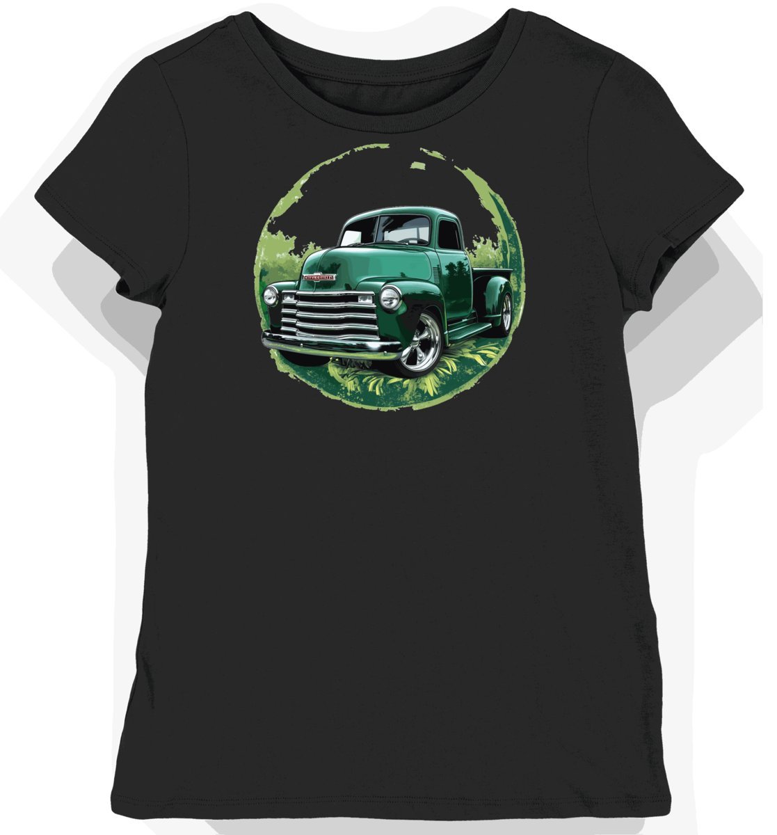 Koszulka damska czarna z Motywem Klasycznego Auta Chevy 3100 L