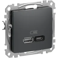 Gniazdka elektryczne - Gniazdo ładowania USB Schneider Sedna Design SDD114404  A+C 45W PD czarny antracyt - miniaturka - grafika 1
