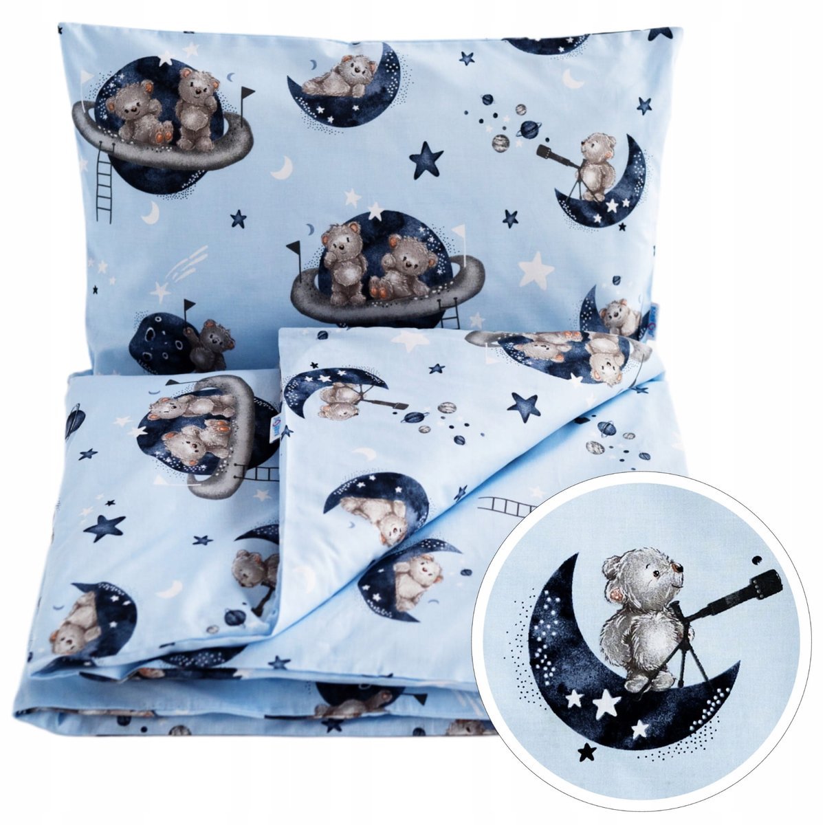 POŚCIEL NIEMOWLĘCA 120x90cm DELIKATNA UKRYTE ZAMKI 2 ELEMENTY BAWEŁNA BabyU