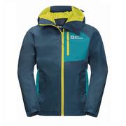 Moda i Uroda OUTLET - Kurtka przeciwdeszczowa Jack Wolfskin ACTIVE HIKE JACKET K dark sea - 176 - miniaturka - grafika 1