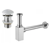 Korki do umywalek - Mexen półsyfon umywalkowy kwadratowy z korkiem ceramicznym klik-klak, bez przelewu, chrom/biały - miniaturka - grafika 1