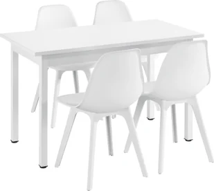 [en.casa] Zestaw jadalniany dla 4 osób - Stół jadalniany 120x60cm biały + 4 krzesła białe Stół kuchenny Stół do jadalni Krzesło do jadalni - Krzesła - miniaturka - grafika 1