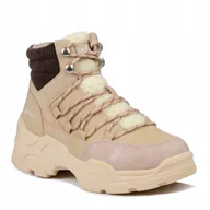 Buty trekkingowe damskie - Buty Zimowe Lee Cooper Trekkingowe Damskie Trzewiki Ocieplane Polar Beżowe - miniaturka - grafika 1