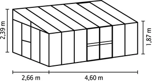 VITAVIA szklarnia przyścienna Helena 11900, srebrna - (11,9 m2; 2,66 x 4,60 m) + baza - Szklarnie ogrodowe - miniaturka - grafika 3