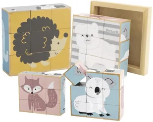 Drewniane Klocki Z Obrazkami Układanka dla niemowląt Puzzle najmłodszych 44024 18m+ - Zabawki sensoryczne - miniaturka - grafika 1