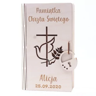 Pudełko na pieniądze Pamiątka Chrztu z grawerem - Pudełka i szkatułki - miniaturka - grafika 1