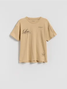 Reserved - T-shirt z nadrukiem - beżowy - Koszulki dla dziewczynek - miniaturka - grafika 1