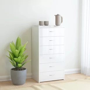 vidaXL Komoda z 7 szufladami, wysoki połysk, biała, 50 x 34 x 96 cm - Komody - miniaturka - grafika 1