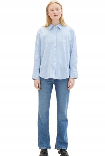 TOM TAILOR KOSZULA DAMSKA W PASKI Z KOŁNIERZYKIEM DŁUGI RĘKAW L XQA